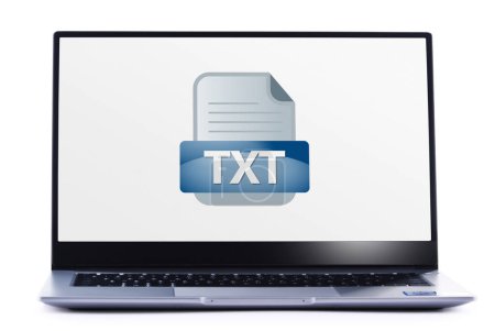 Photo for Laptop computer displaying the icon of TXT file - Royalty Free Image