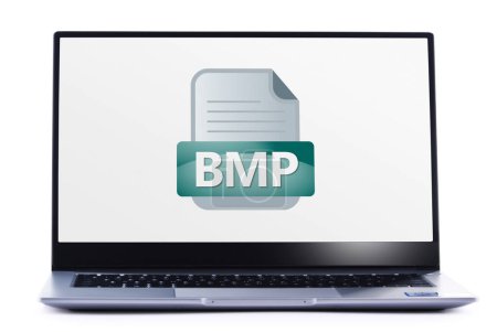 Foto de Ordenador portátil que muestra el icono del archivo BMP - Imagen libre de derechos