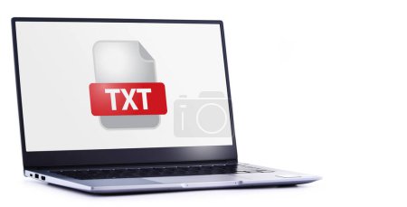 Foto de Ordenador portátil que muestra el icono del archivo TXT - Imagen libre de derechos