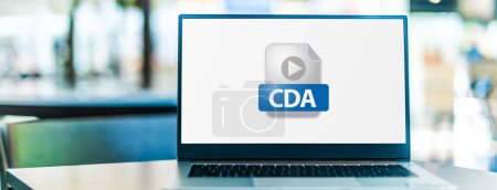 Photo for Laptop computer displaying the icon of CDA file. - Royalty Free Image