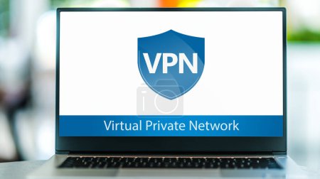 Laptop computer displaying the icon of virtual private network