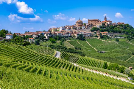 Foto de Vista panorámica de La Morra en la provincia de Cuneo, Piamonte, Italia. - Imagen libre de derechos