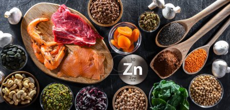 Photo for Composition with food products rich in zinc - Royalty Free Image