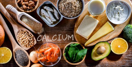 Photo for Composition with food products rich in calcium. - Royalty Free Image