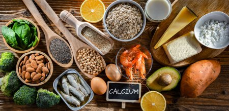 Photo for Composition with food products rich in calcium. - Royalty Free Image