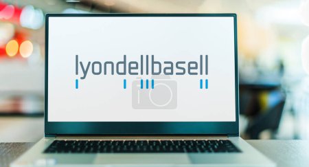 Photo for POZNAN, POL - DEC 28, 2022: Laptop computer displaying logo of LyondellBasell Industries, chemical company incorporated in the Netherlands - Royalty Free Image