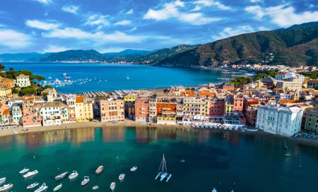 Photo for Aerial view of the Bay of Silence in Sestri Levante, Liguria, Italy - Royalty Free Image
