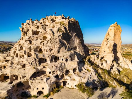 Foto de Vista del Castillo de Uchisar en la provincia de Nevsehir en Capadocia, Turquía. - Imagen libre de derechos