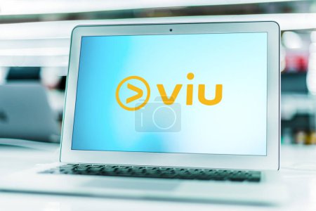 Photo for POZNAN, POL - MAR 15, 2021: Laptop computer displaying logo of Viu, a Hong Kong-based over-the-top (OTT) video streaming provider from Viu International Ltd, a PCCW Group Company - Royalty Free Image