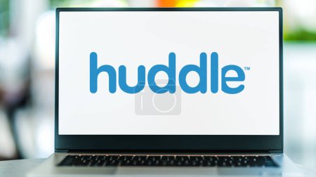 Photo for POZNAN, POL - DEC 8, 2021: Laptop computer displaying logo of Huddle, a privately held cloud-based collaboration software company founded in London in 2006 - Royalty Free Image