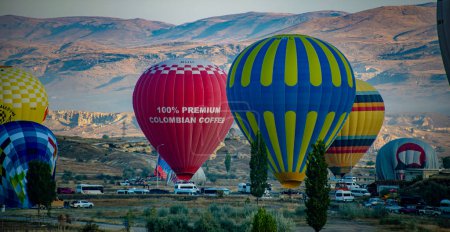 Photo for GOREME, TUR - OCT 14, 2023: Hot air balloons in Goreme National Park in Cappadocia, Turkey. - Royalty Free Image