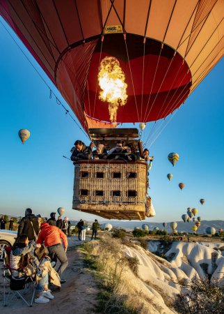 Photo for GOREME, TUR - OCT 14, 2023: Hot air balloon in Goreme National Park in Cappadocia, Turkey. - Royalty Free Image