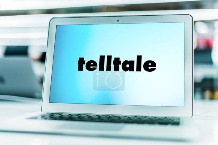 Photo for POZNAN, POL - MAR 15, 2021: Laptop computer displaying logo of Telltale, an American video game developer based in San Rafael, California - Royalty Free Image