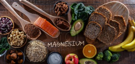 Photo for Composition with food products rich in magnesium. - Royalty Free Image