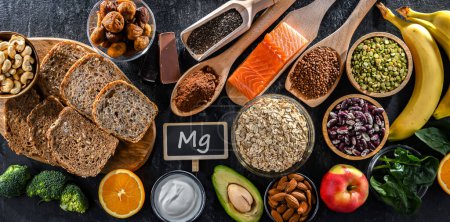 Photo for Composition with food products rich in magnesium. - Royalty Free Image