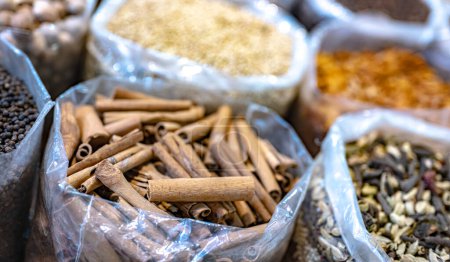 Photo for Variety of spices and herbs on Nizwa Souq, Oman. - Royalty Free Image