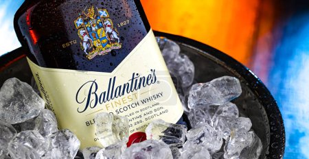 Photo for POZNAN, POL - FEB 28, 2024: Bottle of Ballantine's, the world's second highest selling scotch whisky, produced by Pernod Ricard in Dumbarton, Scotland - Royalty Free Image