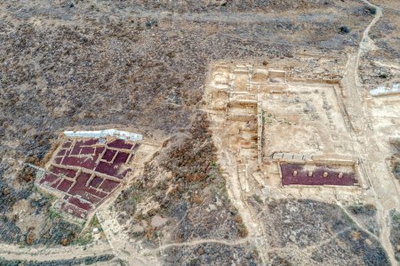 Photo for The Banales Iberian-Roman site corresponds to a city that has not been identified. It is located in the municipality of Uncastillo, Overhead view of Artisanal Domestic Area - Royalty Free Image