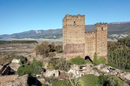 Photo for Ruesta village abandoned since 1959, today the heritage recovery work carried out earned the Hispania Nostra Award in May 2021 for the village rehabilitation project, remains of the castle - Royalty Free Image