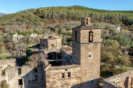Photo for Ruesta village abandoned since 1959, today the heritage recovery work carried out earned the Hispania Nostra Award in May 2021 for the village rehabilitation project, remains of the priory of Santiago - Royalty Free Image