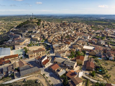 Photo for The town of Calaceite, in the province of Teruel, Aragon, Spain. side aerial view - Royalty Free Image