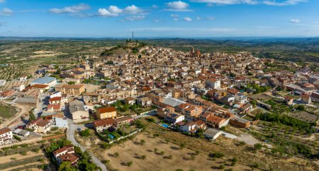 Photo for The town of Calaceite, in the province of Teruel, Aragon, Spain. Panoramic Aerial view - Royalty Free Image