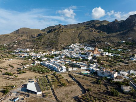 Photo for Panoramic aerial view of Lucainena de la Torres province of Almeria listed as beautiful villages of Spain - Royalty Free Image