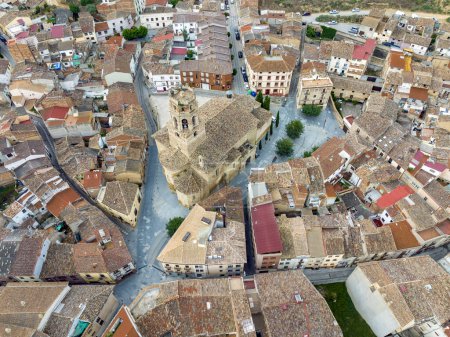 Photo for Aerial view of the Co-Cathedral of Santa Maria del Romeral in Monzon province of Huesca, Spain - Royalty Free Image