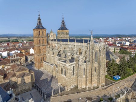 Photo for Astorga Leon Aerial view of the Saint Maria Cathedral, Spain. - Royalty Free Image
