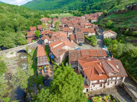 Photo for Barcena Mayor, Cantabria, panoramic aerial view considered one of the most beautiful towns in Spain - Royalty Free Image