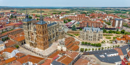 Photo for Cathedral of Santa Maria, Palace of Gaudi, Church of Santa Marta in Astorga, province of Leon, region of El Bierzo. Spain - Royalty Free Image