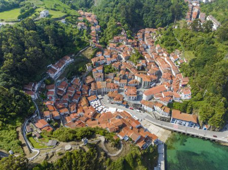 Photo for Cudillero Asturias aerial view of the city Spain considered one of the most beautiful towns in Spain - Royalty Free Image