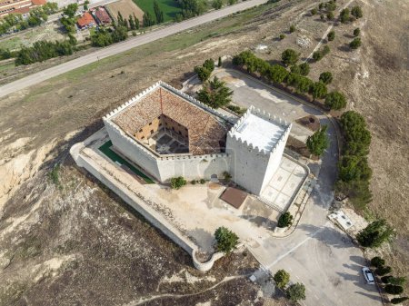 Photo for Castle Monzon de Campos in Palencia, Spain. Aerial view from above - Royalty Free Image