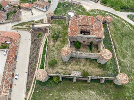 Photo for Image of medieval castle in Almenar, Soria, Castilla y Leon, Spain Aerial view - Royalty Free Image