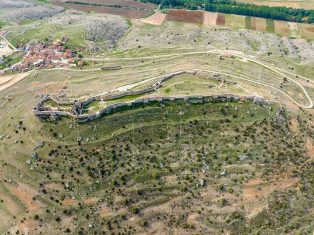 Photo for Panoramic aerial view of the fortress castle of San Esteban de Gormaz, Province of Soria Spain - Royalty Free Image