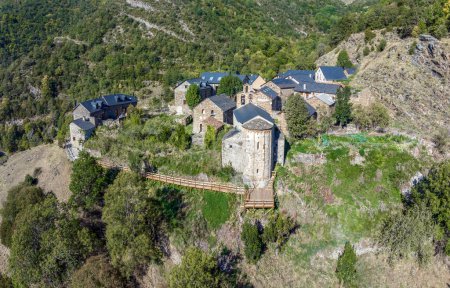 Photo for Cardet panoramic aerial view, in the Vall de Boi, Lleida Catalonia Spain, in the province of Lleida - Royalty Free Image