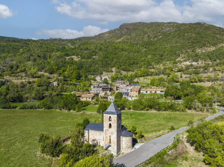 Photo for Coll panoramic aerial view, in the Vall de Boi, Lleida Catalonia Spain - Royalty Free Image