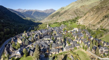 Photo for Garos village in Lerida Catalonia of Spain Pyrenees in Aran Valley, Cataloged of the most beautiful villages in Spain. It has 107 inhabitants - Royalty Free Image