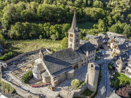 Photo for Arties village church in Lerida Catalonia of Spain Pyrenees in Aran Valley, Cataloged of the most beautiful villages in Spain - Royalty Free Image