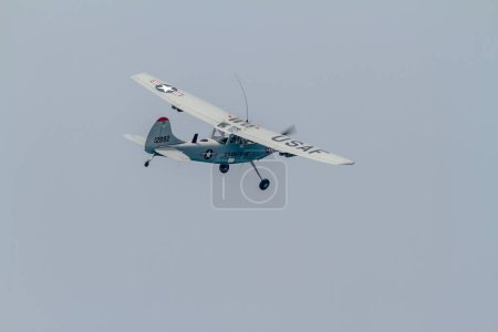 Photo for MOTRIL, GRANADA,  SPAIN-JUN 26: Aircraft Cessna L-19 Bird Dog taking part in an exhibition on the 11th airshow of Motril on June 26, 2016, in Motril, Granada, Spain - Royalty Free Image