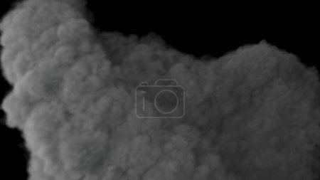 Foto de Polvo blanco con humo sobre fondo negro, 3d render - Imagen libre de derechos