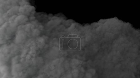 Foto de Humo blanco sobre fondo negro. composición abstracta de vapor de vapor en el cielo oscuro y gris con nubes. - Imagen libre de derechos
