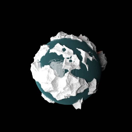 Photo for 3d rendering of a globe with a planet earth on a black background - Royalty Free Image
