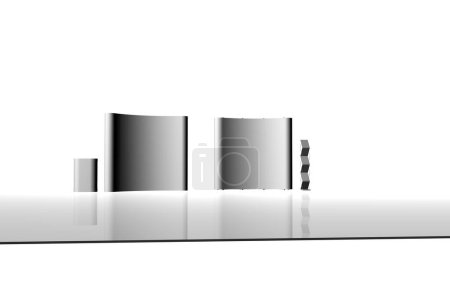 Foto de White podium with columns on a gray background. 3d rendering - Imagen libre de derechos