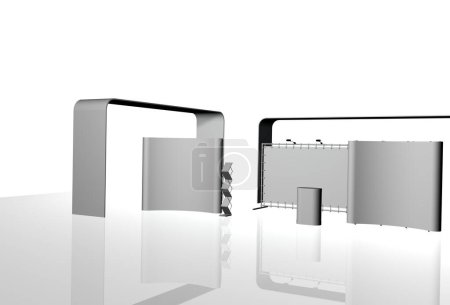 Téléchargez les photos : 3d rendering of a white and black and gray architecture building - en image libre de droit
