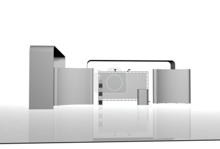 Téléchargez les photos : 3d rendering of a white room with a large window and a black background - en image libre de droit