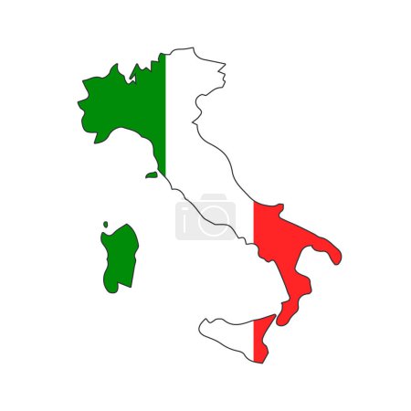 Italy map with flag inside, vector Italy silhouette icon.