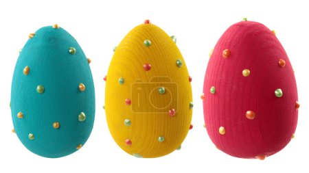 Photo for Colorful easter eggs isolated on white background - Royalty Free Image