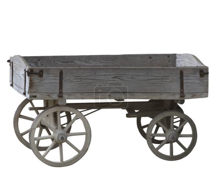 Téléchargez les photos : Chariot en bois sur fond blanc
. - en image libre de droit