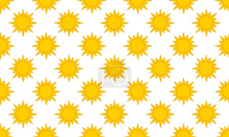 Seamless pattern with Suns in childish style. Scrapbooking or wrapping paper print. Napkin, tablecloth or cloth fabric spring or summer design. Vector flat illustration